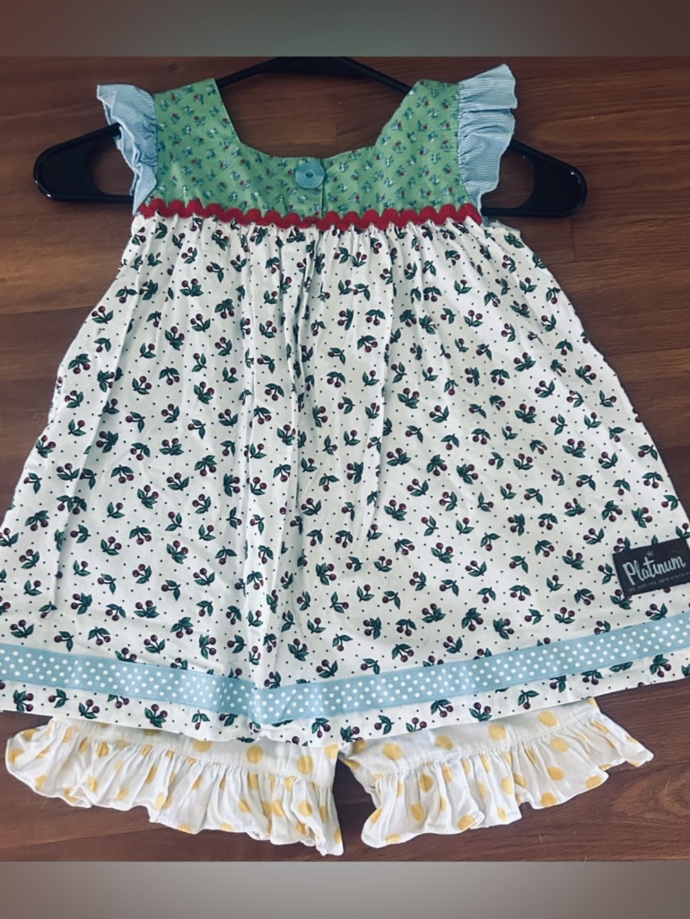 Matilda Jane Platinum Floral cherries aline tunic /dress boutique ruffled shorts